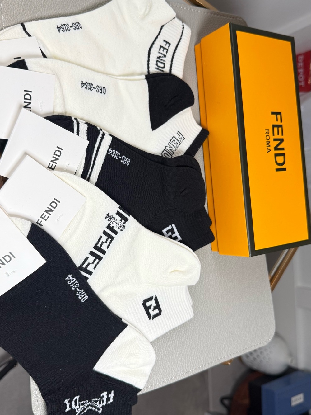 Fendi Black & White Logo Ankle Socks Set